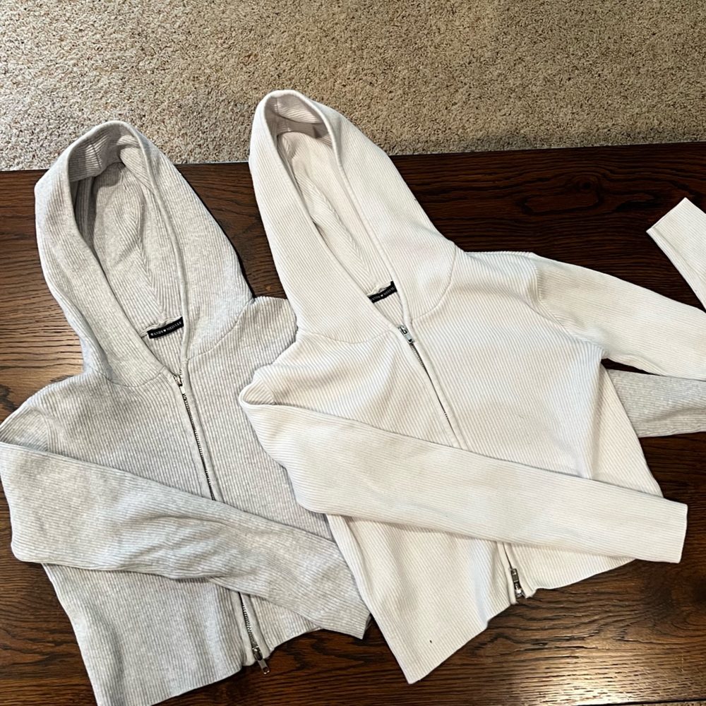 Brandy Melville Gray and White Hoodies